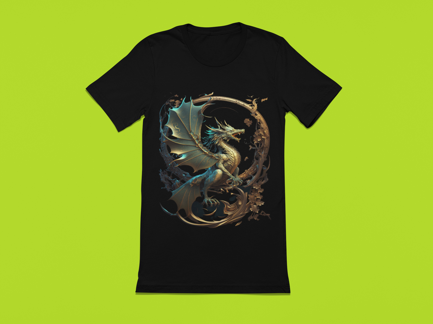 Golden + Metallic + Dragon Jersey Short Sleeve Tee for Mythic Dudes
